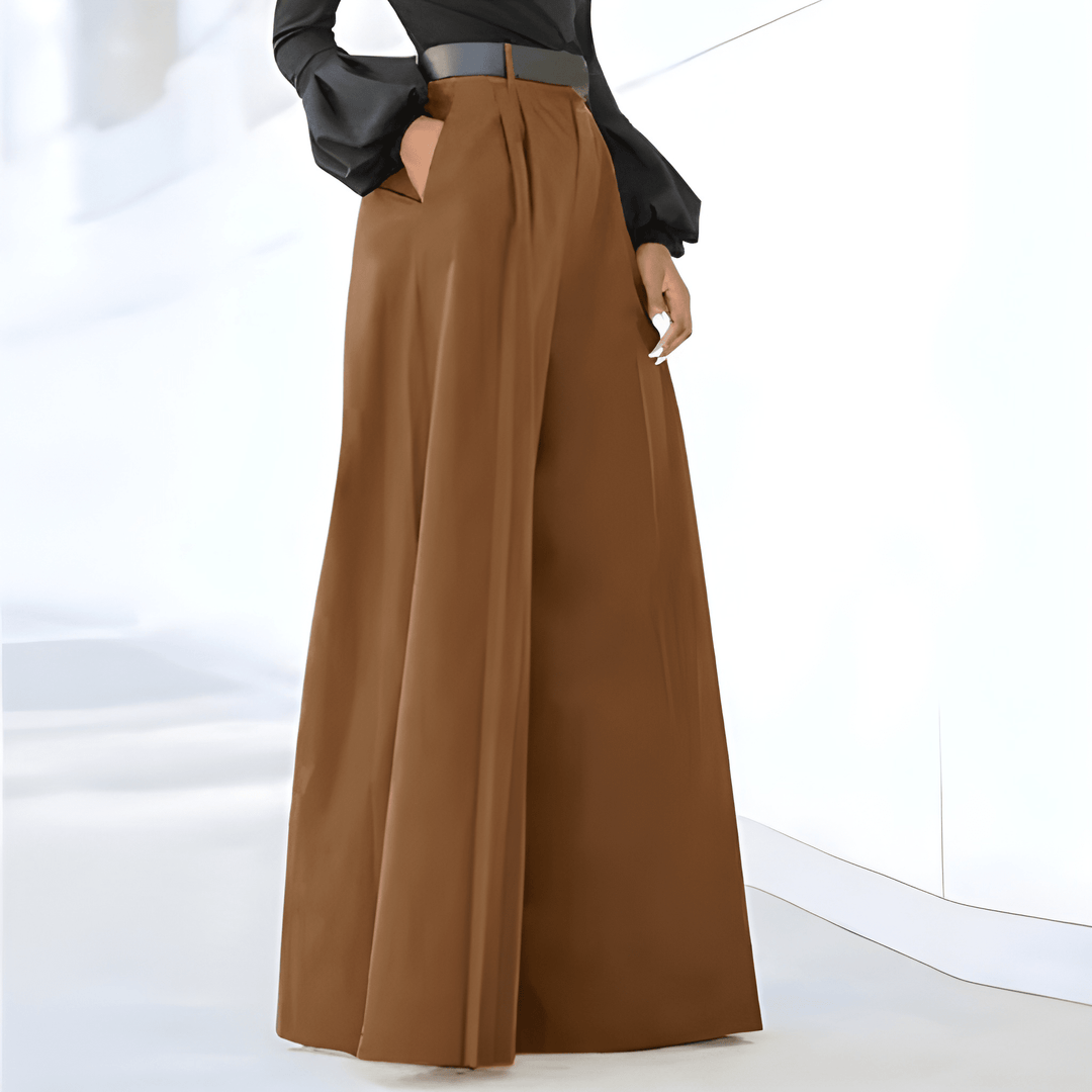 Hayley | Women's High Waist Pleated Wide Leg Trousers