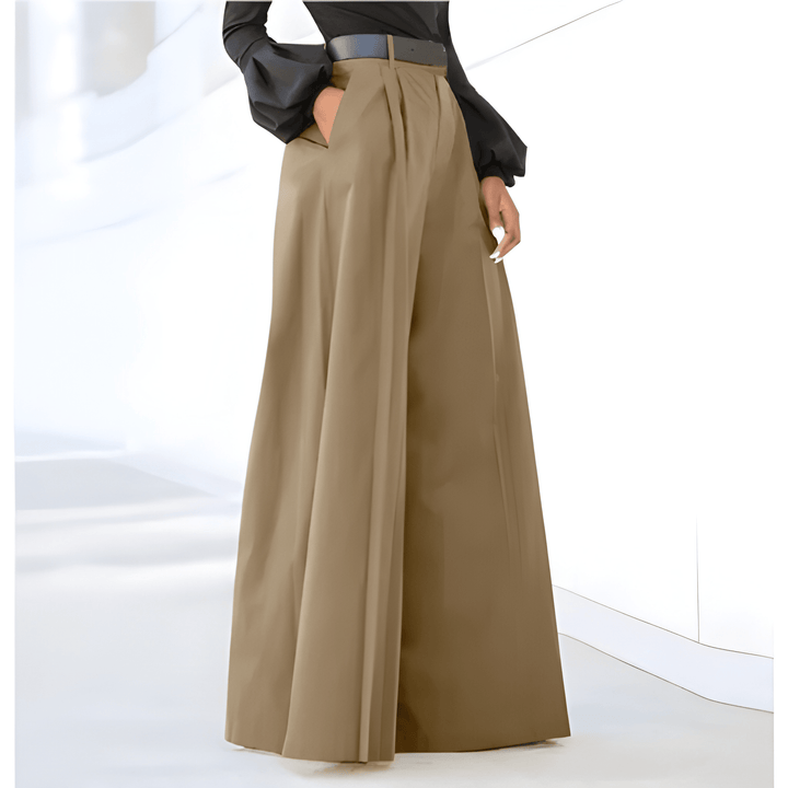 Hayley | Women's High Waist Pleated Wide Leg Trousers