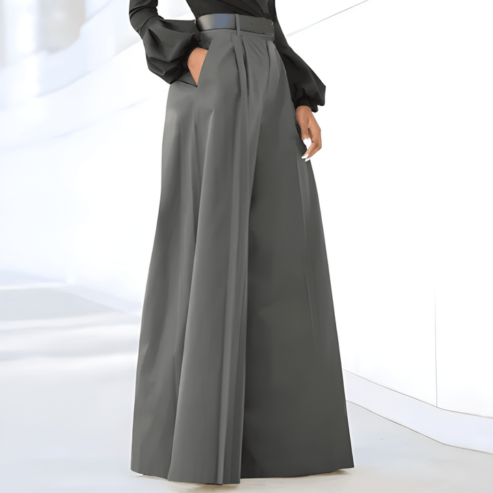 Hayley | Women's High Waist Pleated Wide Leg Trousers