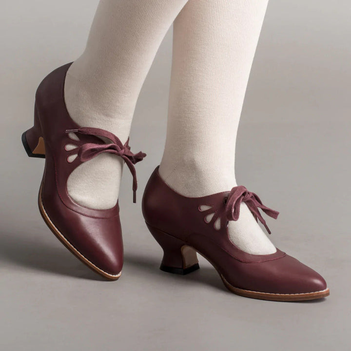 Abbie | Womens Lace Up Kitten Heel Pumps
