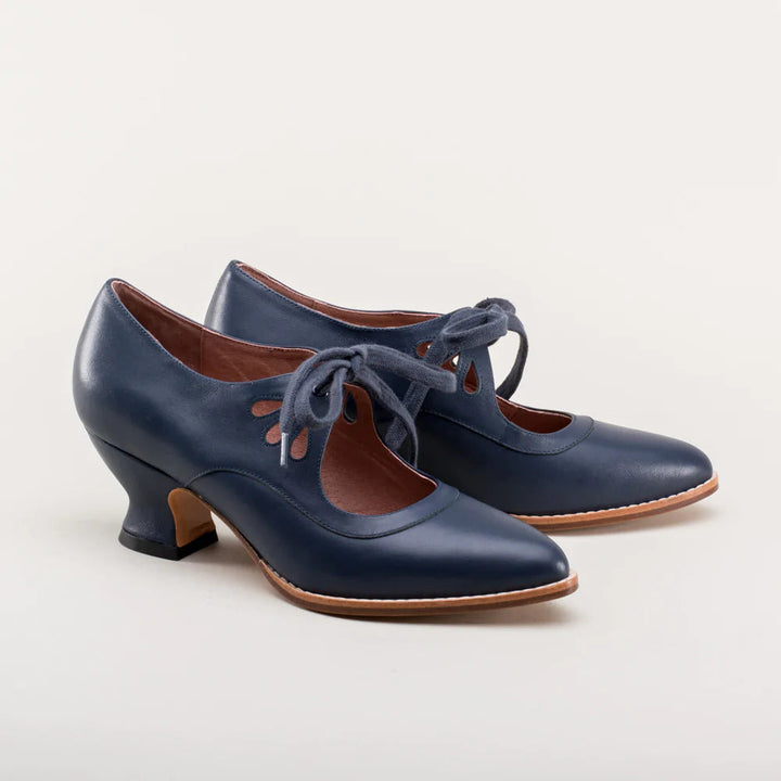 Abbie | Womens Lace Up Kitten Heel Pumps