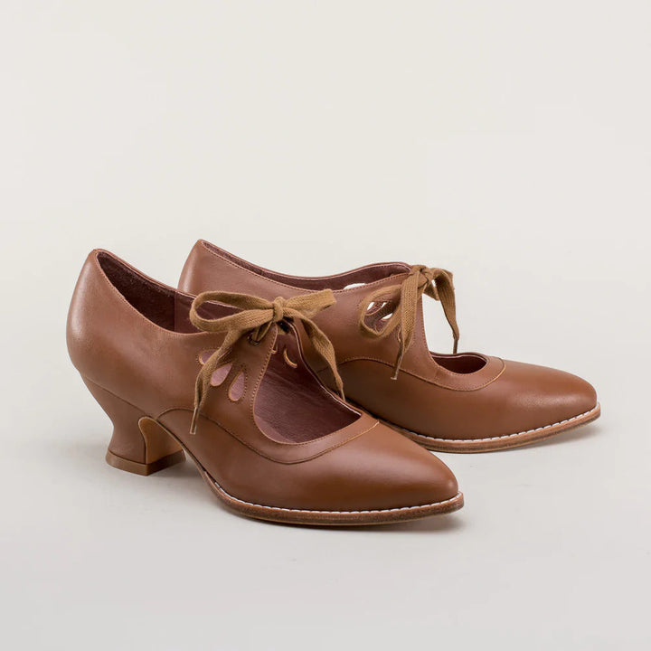 Abbie | Womens Lace Up Kitten Heel Pumps
