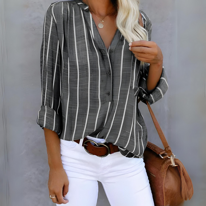 Samantha | Womens Striped V Neck Shirt