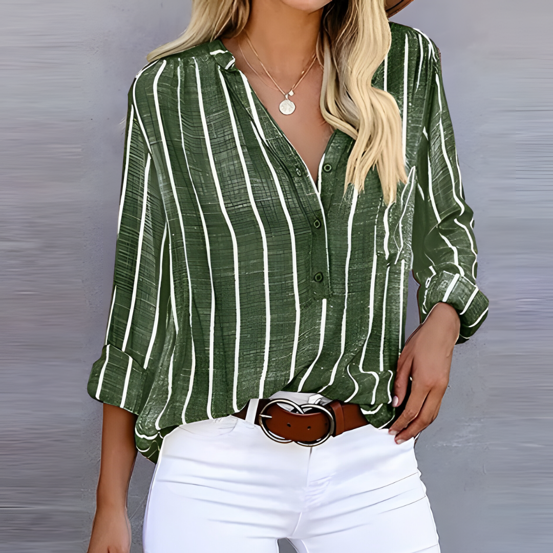 Samantha | Womens Striped V Neck Shirt