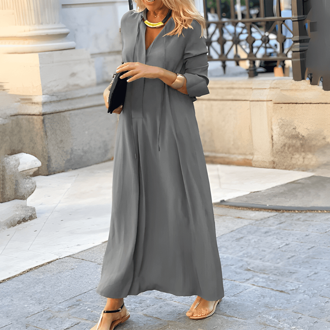 Livia | Women's Button Front Shirt Maxi Dress