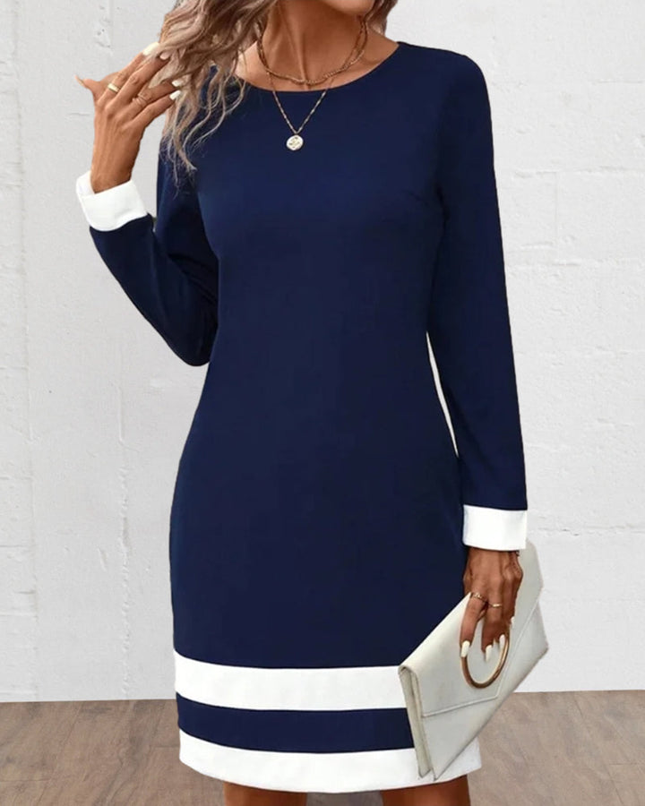 Katie | Women's Long Sleeve Contrast Trim Mini Dress