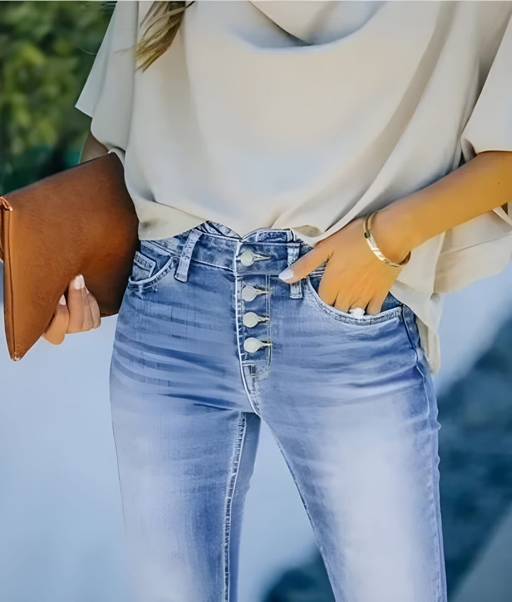 Dolly | Women's High Waist Button Fly Flared Jeans