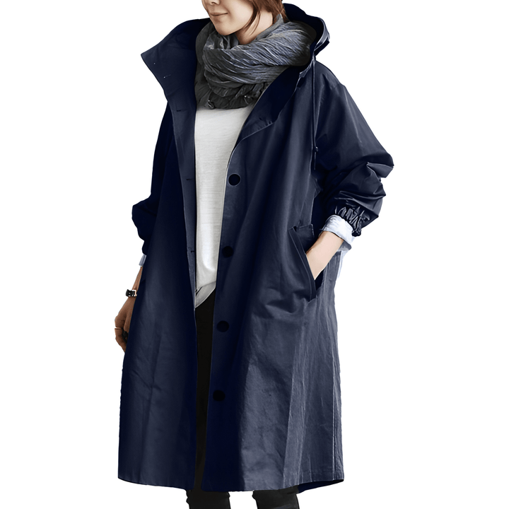 Audrey | Women’s Long Hooded Button Coat