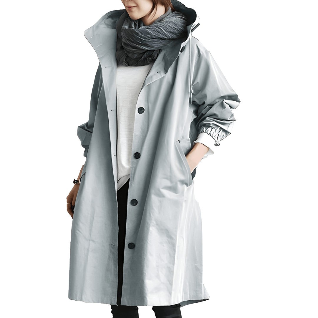 Audrey | Women’s Long Hooded Button Coat