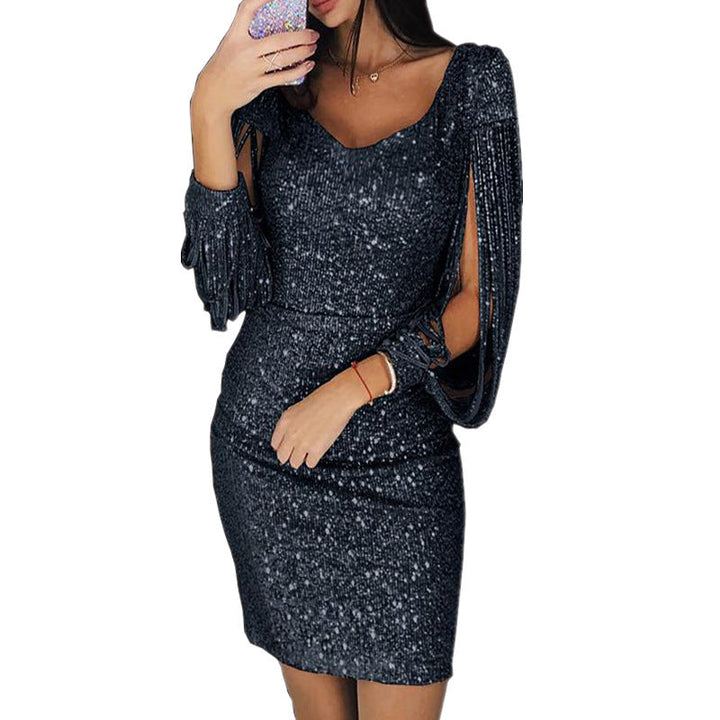 Khaleesi | Women's V-Neck Fringe Sleeve Mini Dress