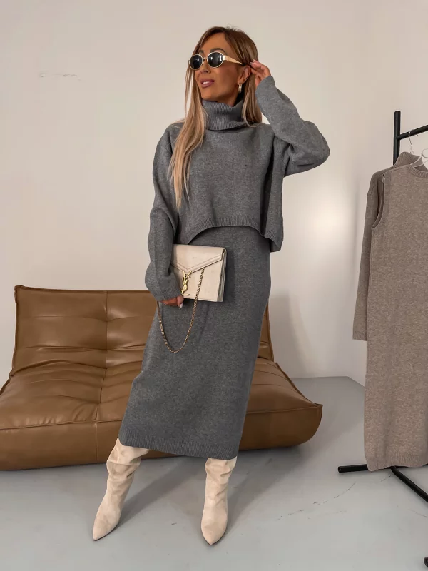 Cailyn | Womens Casual Co Ord Set With Sleeveless Midi Dress and Cardigan