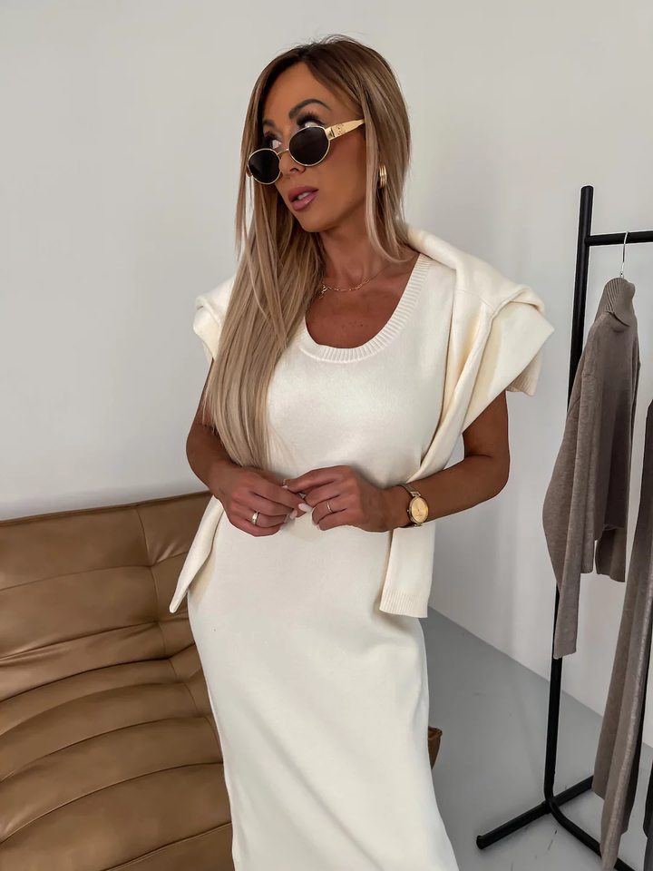 Cailyn | Womens Casual Co Ord Set With Sleeveless Midi Dress and Cardigan