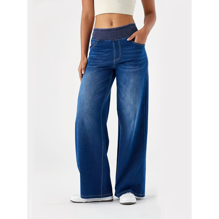 Delaney | Women's High Waist Contrast Waistband Jeans