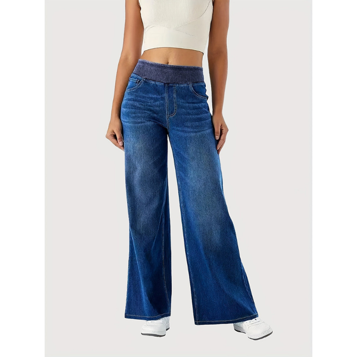 Delaney | Women's High Waist Contrast Waistband Jeans