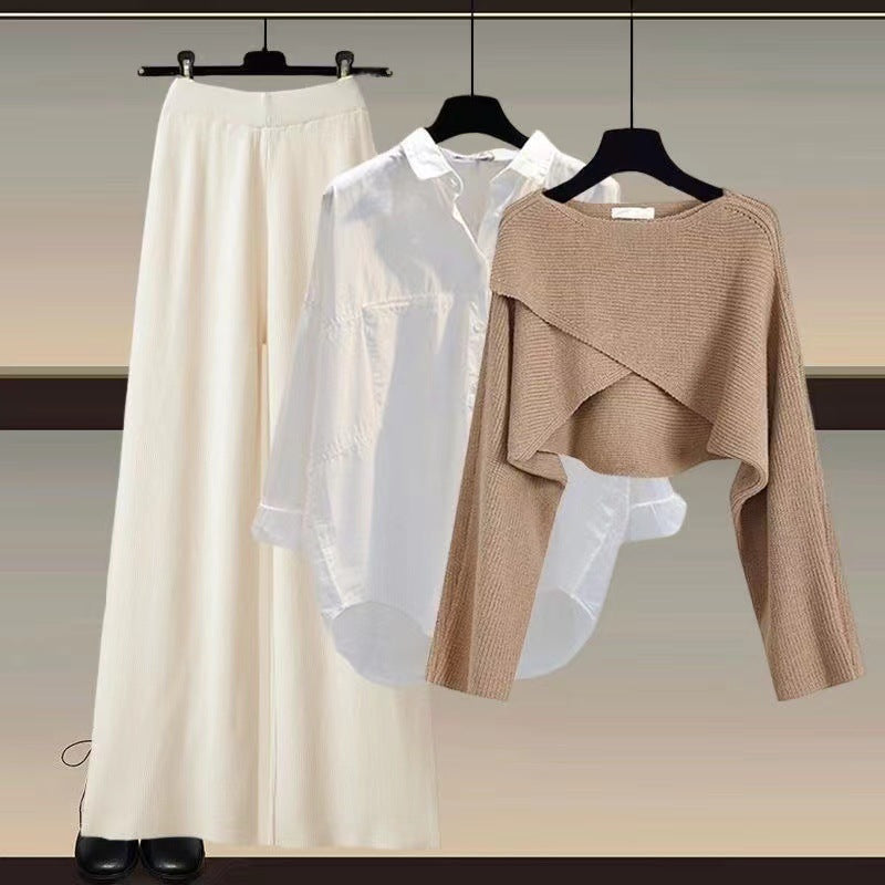 Danna | Women's Cropped Knit Shirt Trousers Co-ord Set