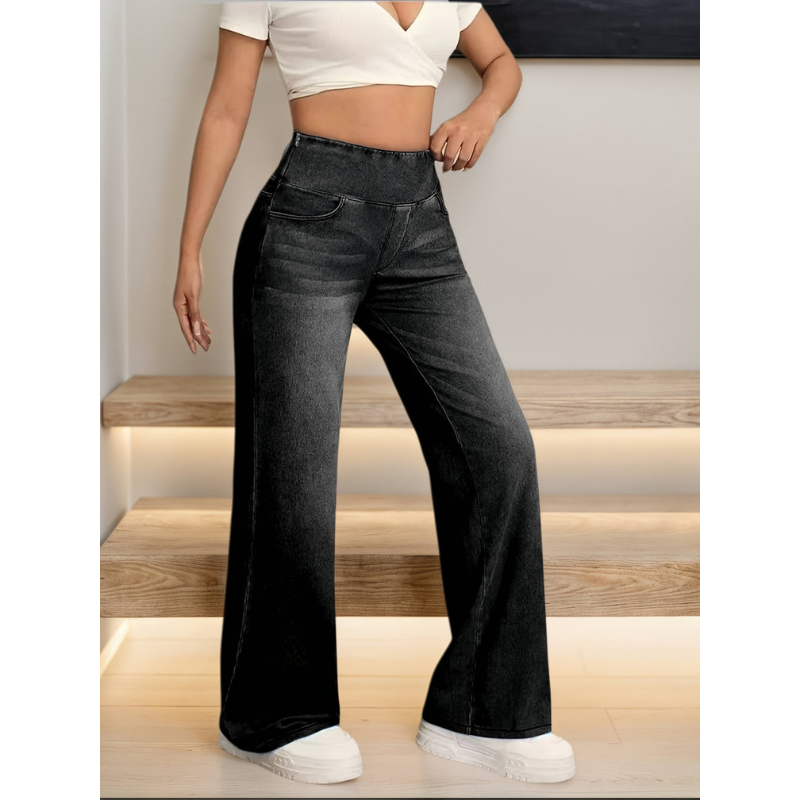 Deja | Women's High Waist Pull-On Wide Leg Jeans