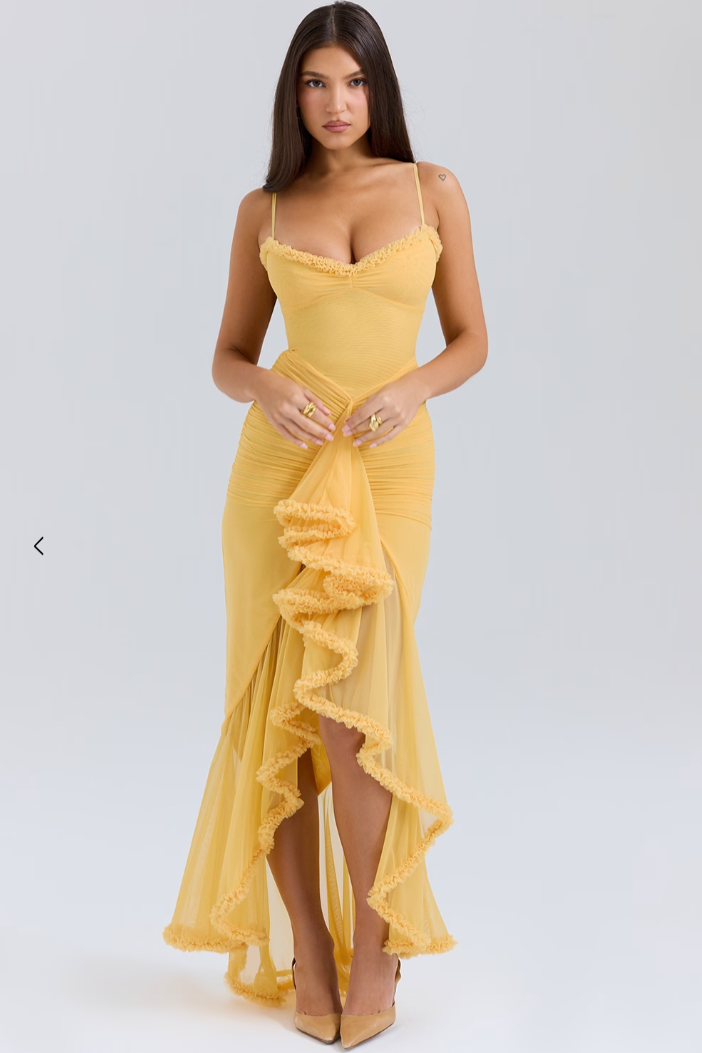 Macie | Women's Sweetheart Ruffle Maxi Dress