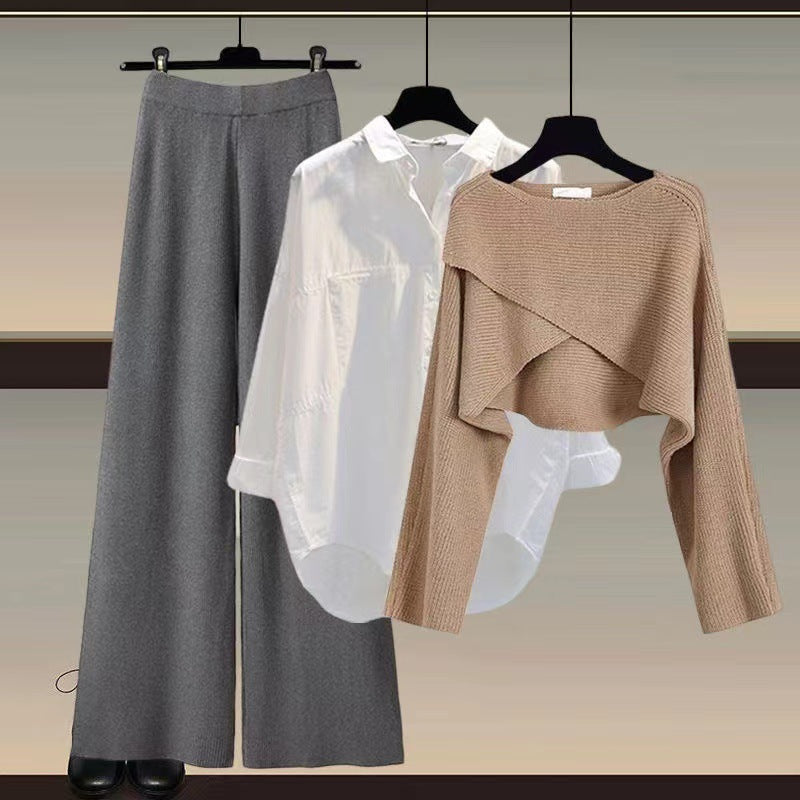 Danna | Women's Cropped Knit Shirt Trousers Co-ord Set