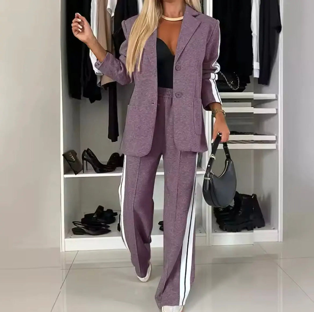 Cherry | Women's Blazer Wide Leg Trousers Co-ord Set