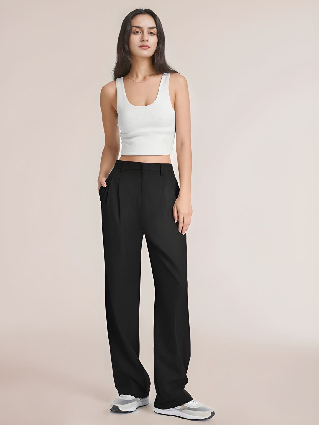 Imani | Women's High Waist Wide Leg Tailored Trousers
