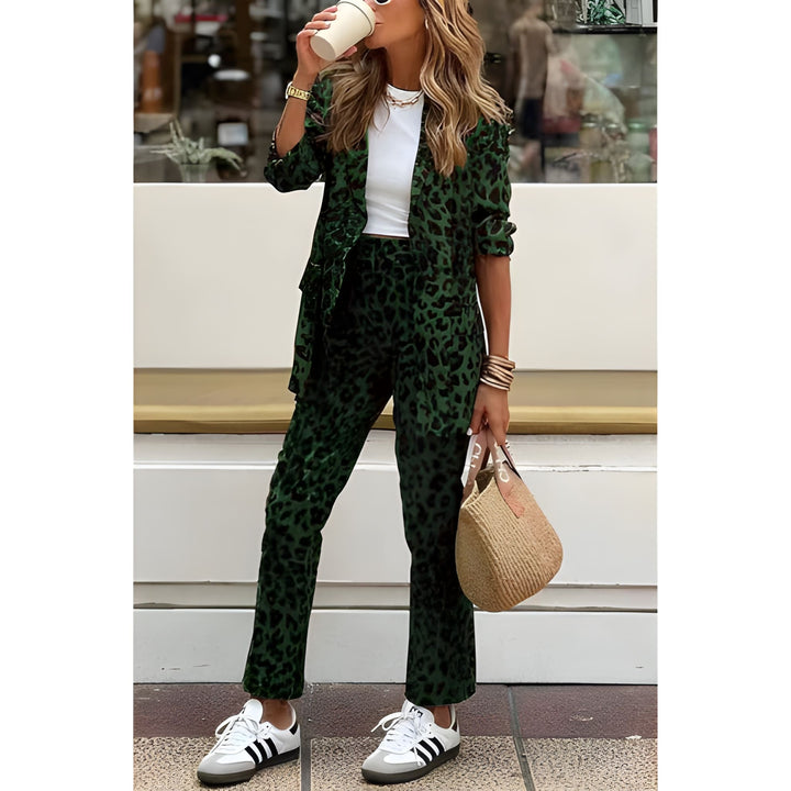 Christy | Women's Leopard Print Blazer Trousers Set