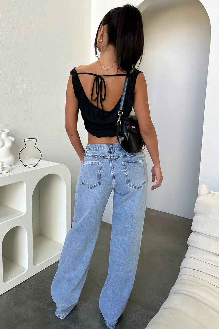 Farrah | Women's Low Rise Wide Leg Straight Jeans