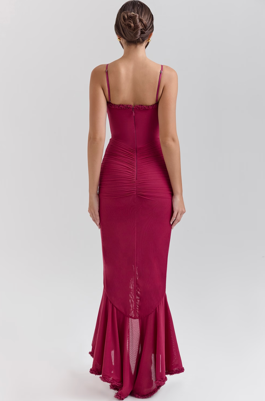 Macie | Women's Sweetheart Ruffle Maxi Dress