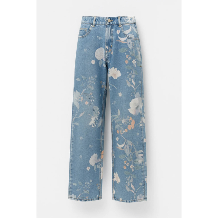 Dessie | Women's High Waist Floral Wide Leg Jeans