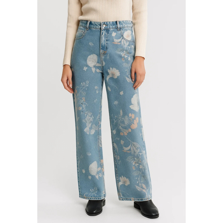 Dessie | Women's High Waist Floral Wide Leg Jeans