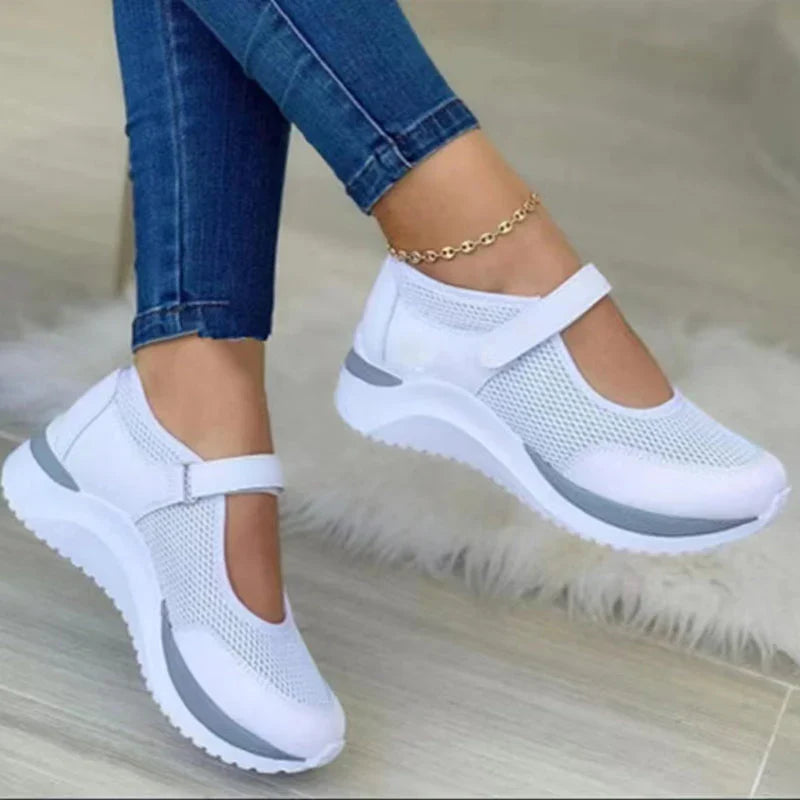 Alyssa | Womens Platform Walking Sneakers With Adjustable Strap Design
