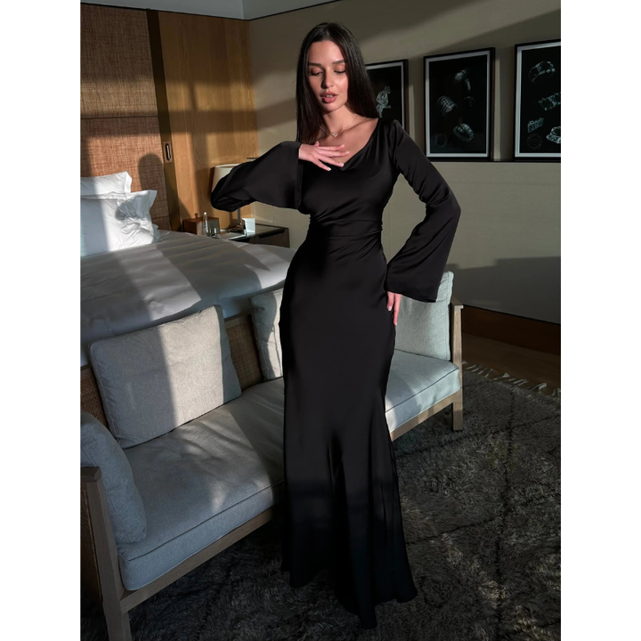Liliana | Women's Draped Long Sleeve Maxi Dress