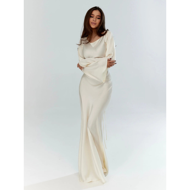 Liliana | Women's Draped Long Sleeve Maxi Dress