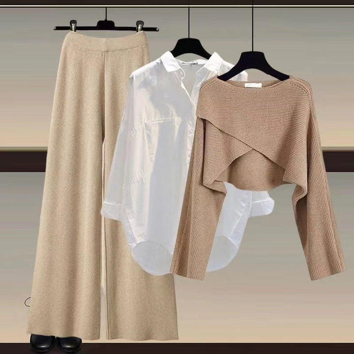 Danna | Women's Cropped Knit Shirt Trousers Co-ord Set