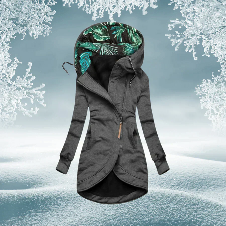 Women's hooded windbreaker coat with adjustable hood