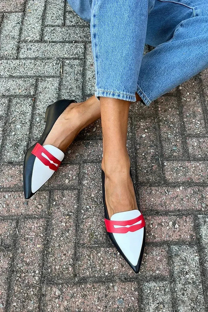 Julitta | Women's Two-Tone Pointed-Toe Slip-On Loafer Flats