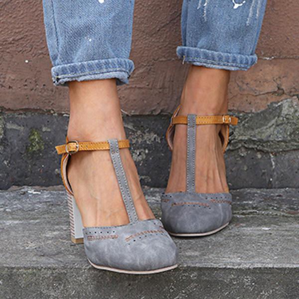 Jacquetta | Women's Two-Tone Block-Heel Buckle Mary-Jane Pumps