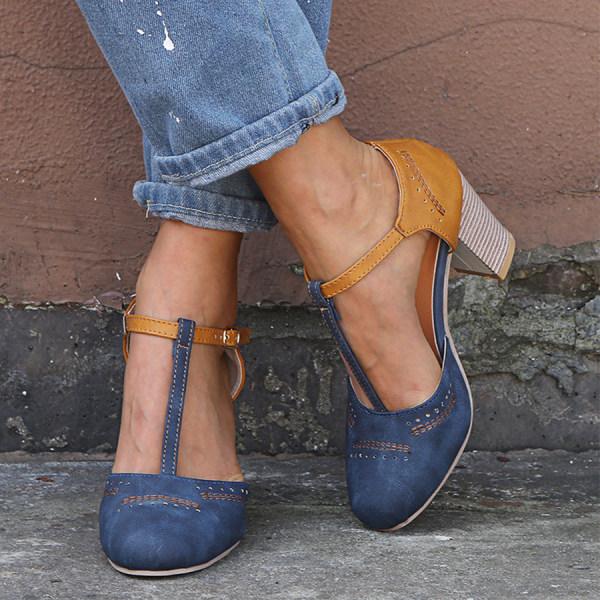 Jacquetta | Women's Two-Tone Block-Heel Buckle Mary-Jane Pumps