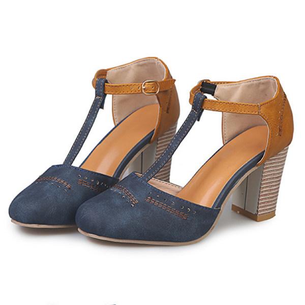 Jacquetta | Women's Two-Tone Block-Heel Buckle Mary-Jane Pumps