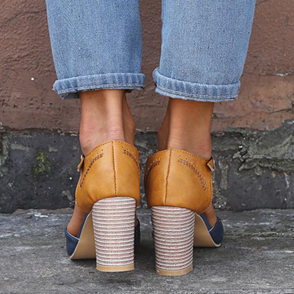 Jacquetta | Women's Two-Tone Block-Heel Buckle Mary-Jane Pumps