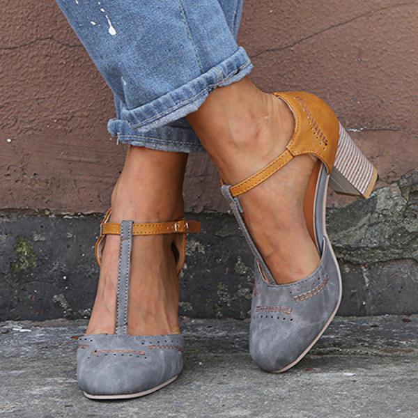 Jacquetta | Women's Two-Tone Block-Heel Buckle Mary-Jane Pumps