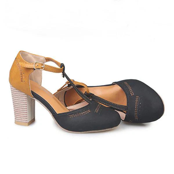 Jacquetta | Women's Two-Tone Block-Heel Buckle Mary-Jane Pumps