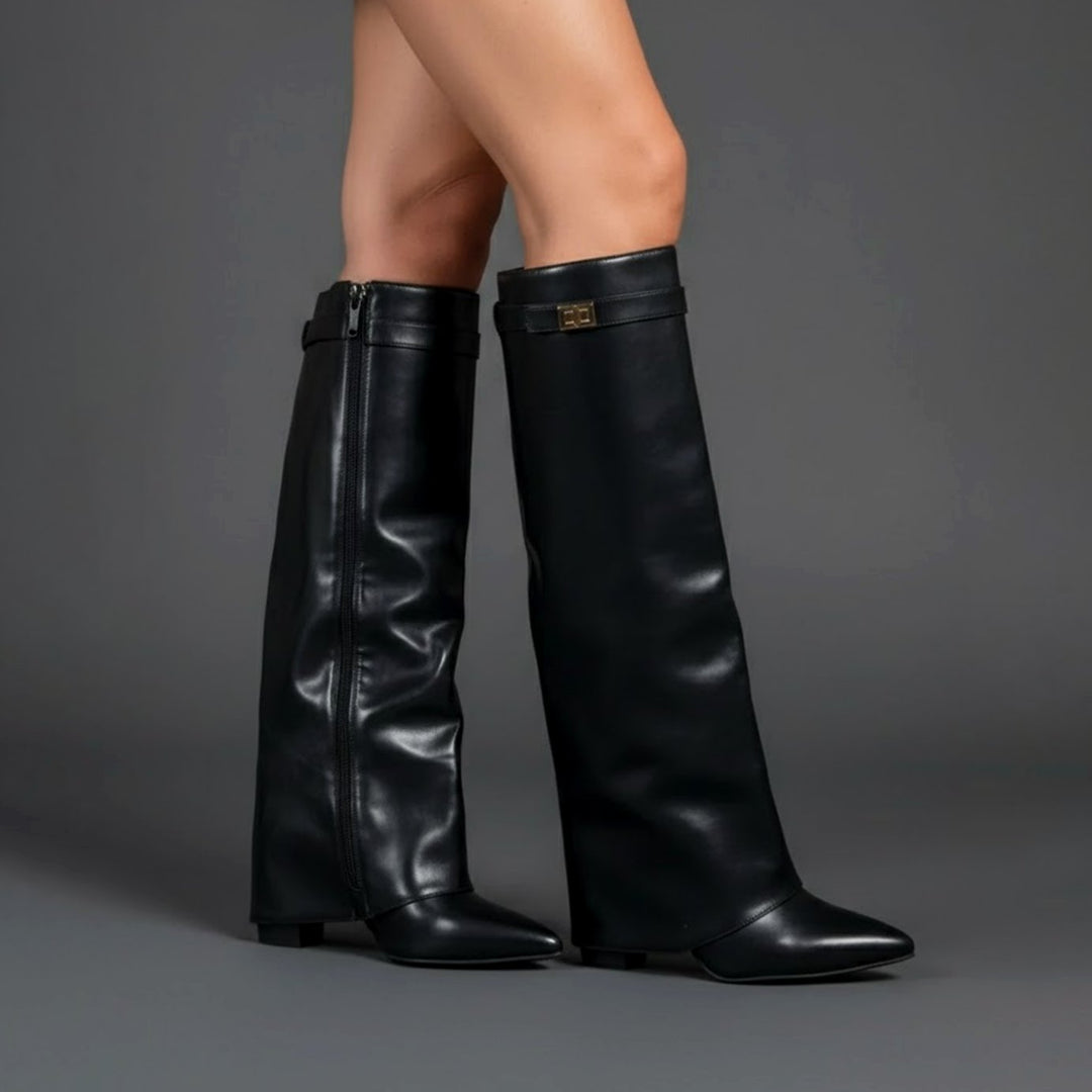 Anastasie | Women's Suede Pointed-Toe Block-Heel Over-The-Knee Boots