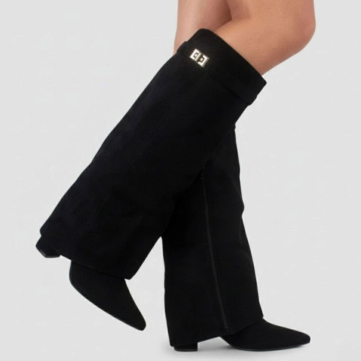 Anastasie | Women's Suede Pointed-Toe Block-Heel Over-The-Knee Boots