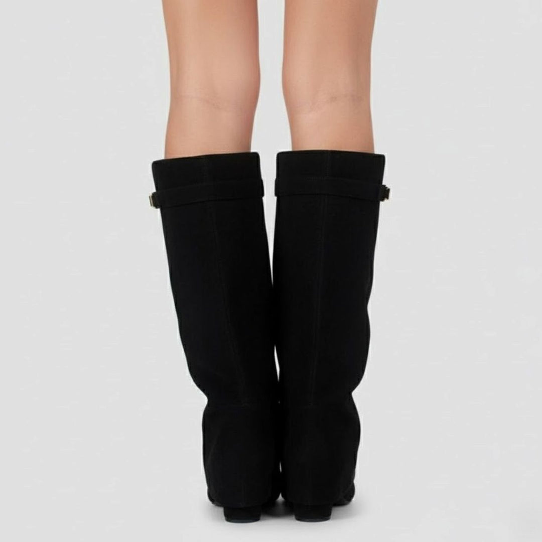 Anastasie | Women's Suede Pointed-Toe Block-Heel Over-The-Knee Boots