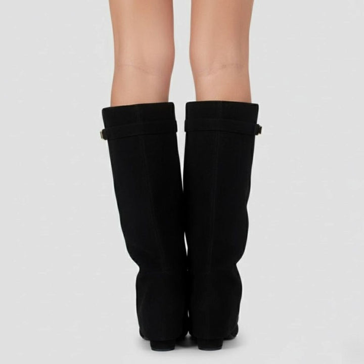 Anastasie | Women's Suede Pointed-Toe Block-Heel Over-The-Knee Boots