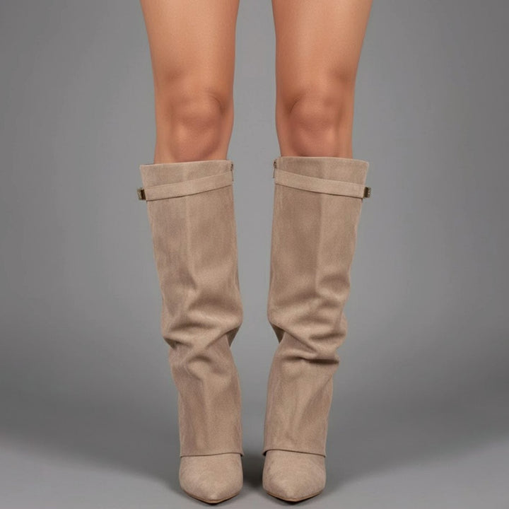 Anastasie | Women's Suede Pointed-Toe Block-Heel Over-The-Knee Boots