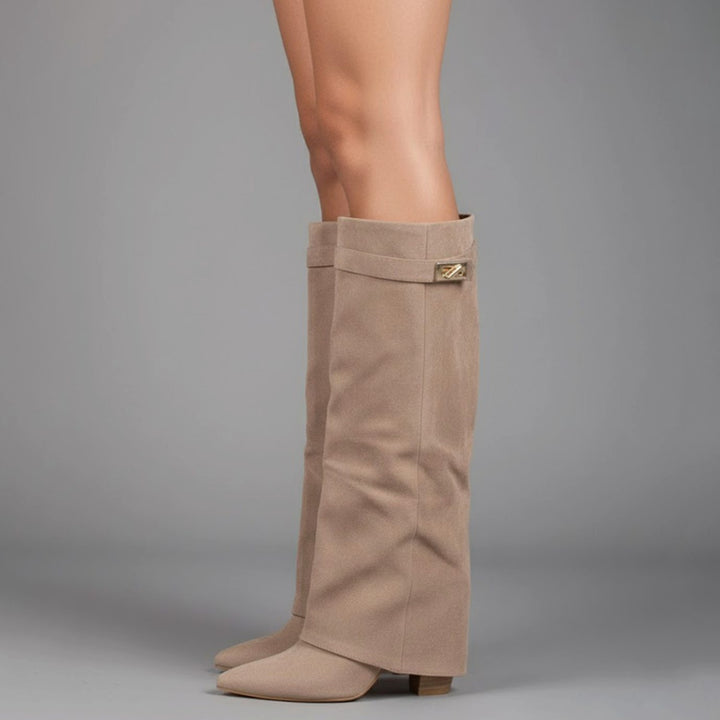 Anastasie | Women's Suede Pointed-Toe Block-Heel Over-The-Knee Boots