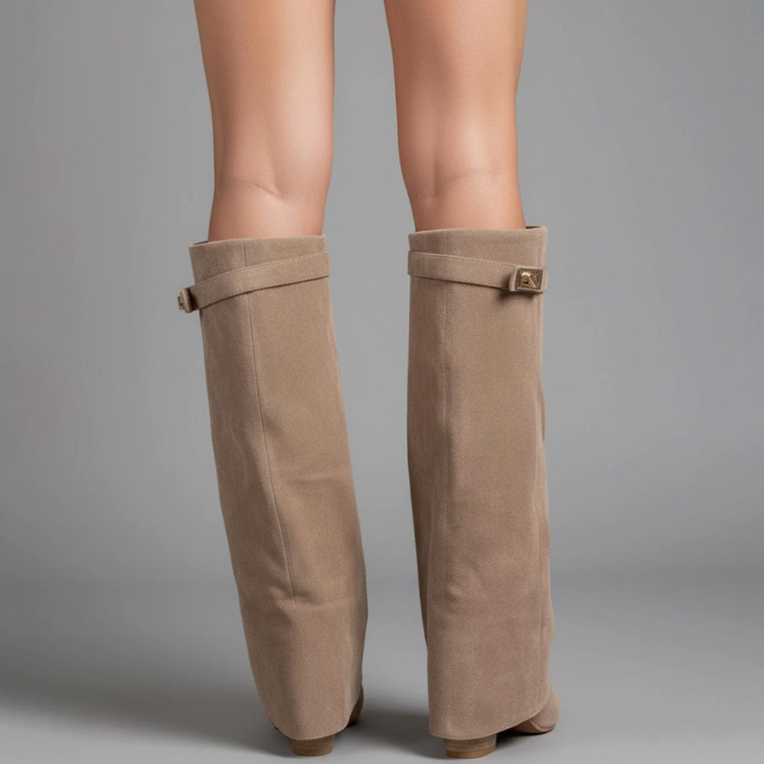 Anastasie | Women's Suede Pointed-Toe Block-Heel Over-The-Knee Boots