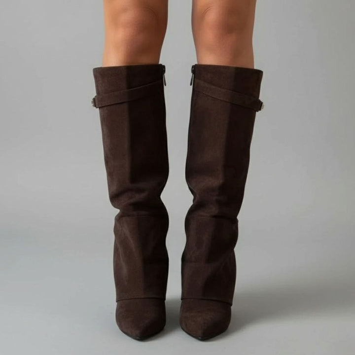 Anastasie | Women's Suede Pointed-Toe Block-Heel Over-The-Knee Boots