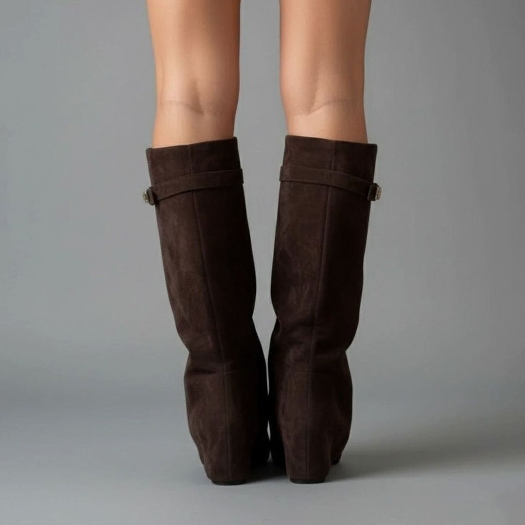 Anastasie | Women's Suede Pointed-Toe Block-Heel Over-The-Knee Boots